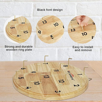 Ring Toss Game,Indoor Outdoor for Kids Adults Family,Fun Tailgate or Hangs on Wall,Exciting Gift Idea, Safe & Durable Design,Includes 13 Metal Hooks and 14 Rubber Rings