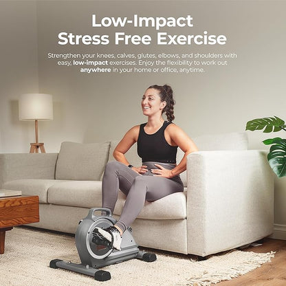 Sunny Health & Fitness Dual Function Under-Desk Bike Trainer, Mini Exercise Machine for Senior Training, Arm/Leg Cardio Cycle Workout, Optional Magnetic, Motorized w/Free SunnyFit App Connection