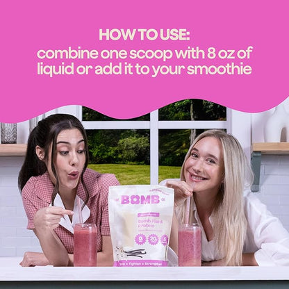 The Bomb Co. Bomb Plant Protein, Protein Powder with 20g Protein, Amino Acids, Zero Sugar, Pea Protein, Chia Seeds, Pumpkin Seeds, Vanilla & Monk Fruit, Gluten Free, Vanilla Flavor, 20 Srvgs