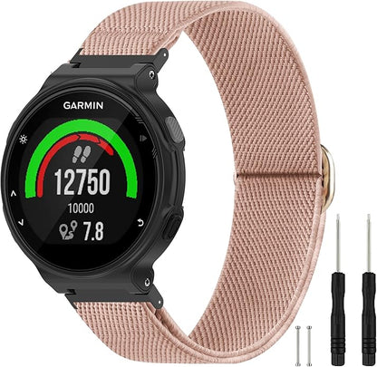 Elastic Nylon Watchband Compatible with Garmin Forerunner 235/220/230/620/630/735XT,Soft Adjustable Sport Stretchy Replacement Strap for Forerunner 235 Lite/Approach S20/S6/S5 Accessory