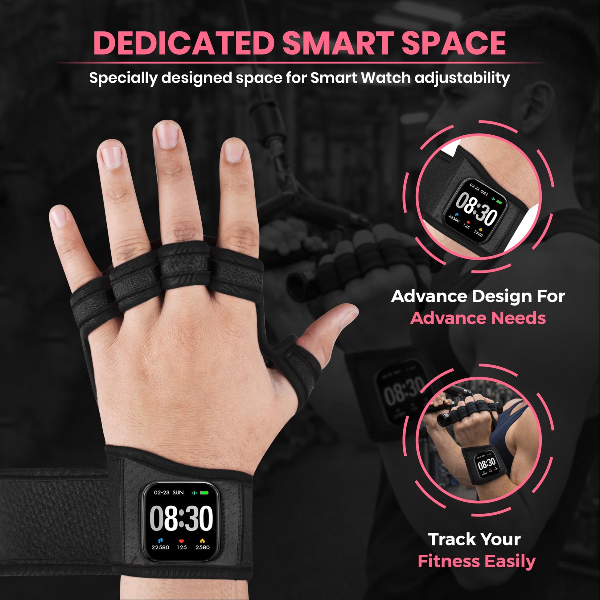Dhabii Workout Gloves for Men & Women, Smartwatch Compatible Ventilated Gym Gloves with Wrist Wrap