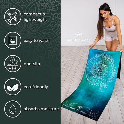 Mantra Yoga Travel PRO 1.5mm - Foldable Fitness & Exercise Mat with Bag | Lightweight, Compact & Eco-Friendly | Non-Slip & Washable | For All Types of Yoga | 72" L x 24" W | 2.6 lbs