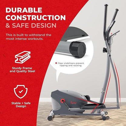 Sunny Health & Fitness Smart 2-in-1 Upright Elliptical Full-Body Exerciser, Home Cross-Training Arm/Leg Cardio Workout Machine, Optional Free SunnyFit App Bluetooth Link or Electro-Magnetic Resistance