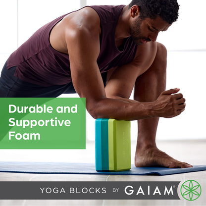 Gaiam Yoga Block, EVA Foam for Balance & Stretch (1 Block, Lagoon)