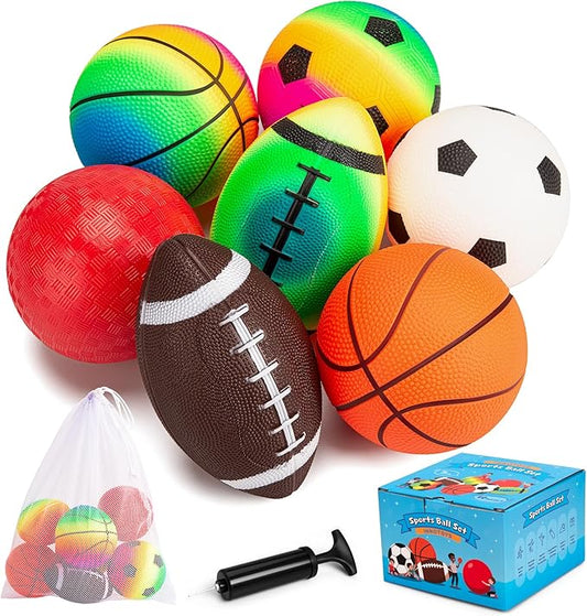 Balls for Toddlers Kids - 7 Pack 5" Small Playground Balls Soft Rubber - Indoor Outdoor Toddler