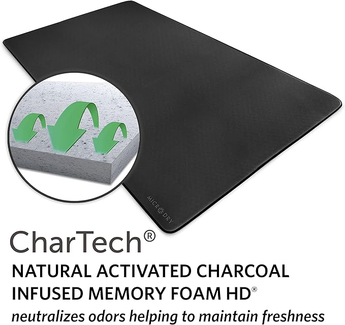 MICRODRY Deluxe Fitness Exercise Yoga Mat for Home & Gym, Extra Thick for High Impact Training, Multi Layered Skid Resistant Surface, Odor Neutralizing with Carrying Strap