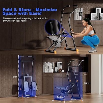 Stair Stepper for Home Gym, 350lbs Vertical Climber Machine with LCD Display, Non-Slip Pedals & 350lb Capacity Compact Folding Cardio Exercise Climber