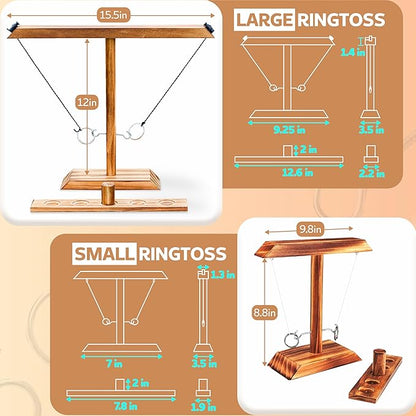 Ring Toss Game for Adults, Hook and Ring Game, Swinging String Hook & Ring Tabletop Battle Game, Outdoor & Indoor Game, Patio Décor Party Bar Game, Wooden Ring & Hook Game, Fun Games for Adults