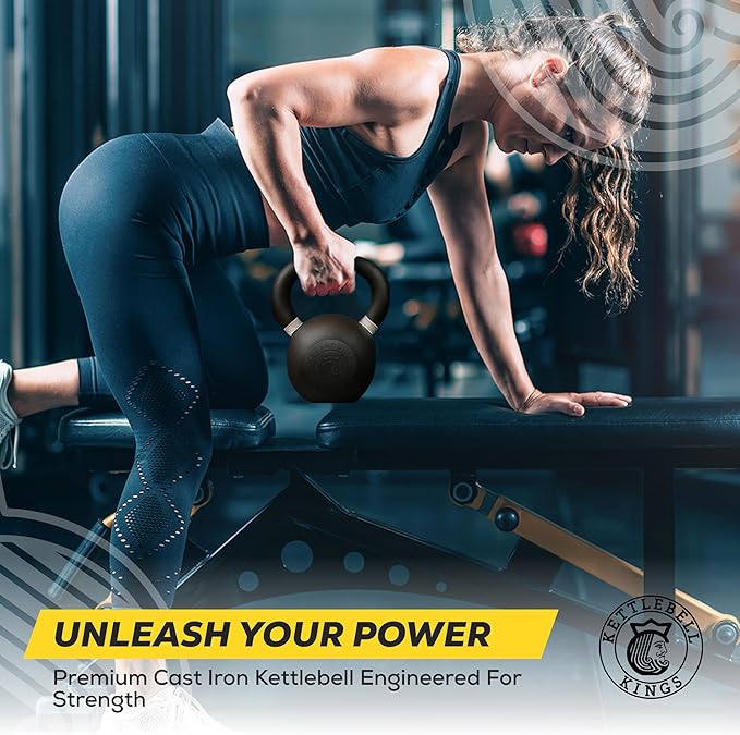 Kettlebell Kings Powder Coated Kettlebell Weights - 9-97 lb Strength Training Kettlebells for Men and Women - Hand Weights Workout Gym Equipment - Weights Set for Home Gym- New
