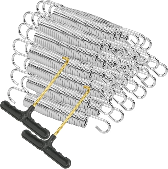 24 Pcs Trampoline Springs, 5.5-7 Inch Heavy Duty Stainless Steel Replacement Springs, Universal Trampoline Accessories Springs with 2 T-Hooks