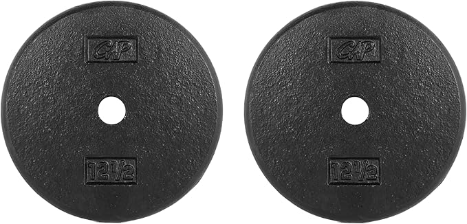 CAP Barbell Standard 1-Inch Cast Iron Weight Plates - Singles & Sets | 1.25-50 lbs | Multiple Options