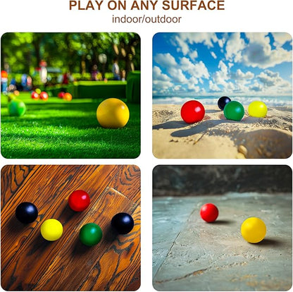 70mm Bocce Ball Set with 8 Bocce Balls, 2 Pallinos for Kids Outdoor Lawn, Backyard & Beach Games - Family-Friendly Wooden Bocce Ball Game Set for Kids, Teens, Beginners (2-8 Players)