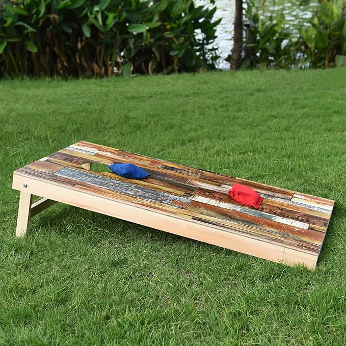 Solid Wood Vintage Cornhole Game Set, Two 4'x2'Cornhole Boards, 8 Cornhole Bags for Indoor and Outdoor Toss Games Competitions, Tournaments