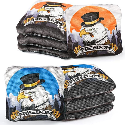 EunHo Cornhole Bags Regulation Dual Sided Set of 8, Professional Cornhole Bean Bags Slick & Sticky Side Bags with Carry Bag