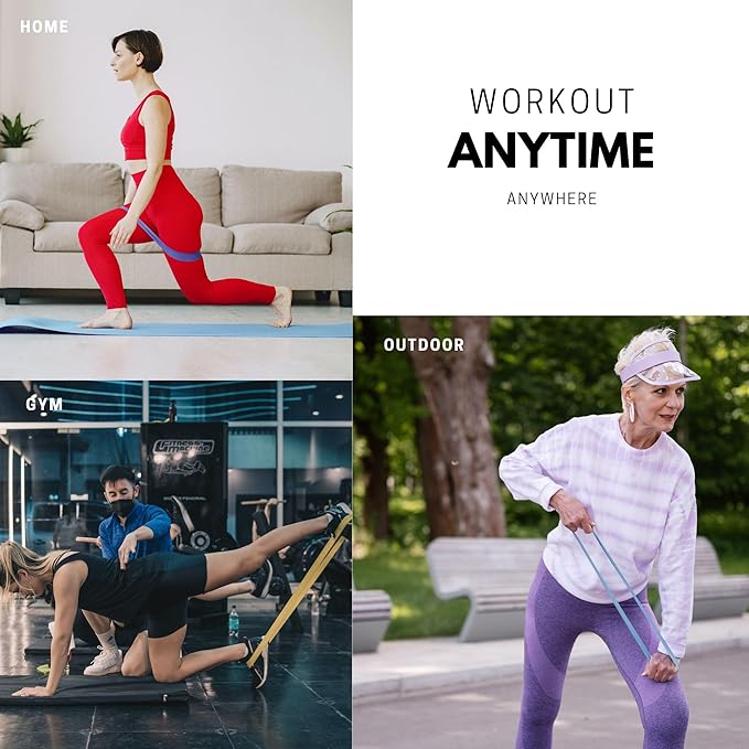 Premium Latex Free Resistance Bands for Working Out - Set of 5 + Carrying Bag | Non Latex Mini Loop Workout Bands Resistance for Women and Men | Physical Therapy, Legs Exercise and Pilates