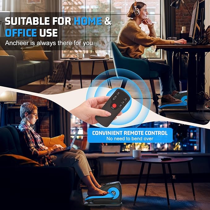 ANCHEER Under Desk Elliptical, Electric Ellipse Leg Exerciser with 12 Adjustable Resistance & Speeds, P1-P12 Modes, Quiet Seated Pedal Exerciser with Remote Control, 100% Pre-assembled for Home Office