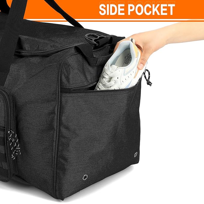 125L Extra Large Gym Duffle Bag for Men Women with Shoes Compartment Heavy Duty Tactical Sports Duffel Bag Big Football Baseball Basketball Soccer Hockey Team Equipment Bag, Black