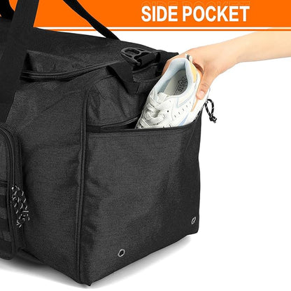 125L Extra Large Gym Duffle Bag for Men Women with Shoes Compartment Heavy Duty Tactical Sports Duffel Bag Big Football Baseball Basketball Soccer Hockey Team Equipment Bag, Black