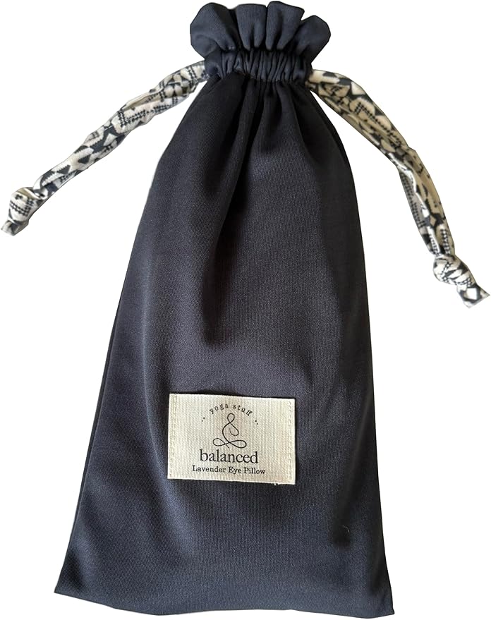 BYS Weighted Lavender Eye Pillow, Organic Cotton Fabric, Grey and White, with Travel Pouche