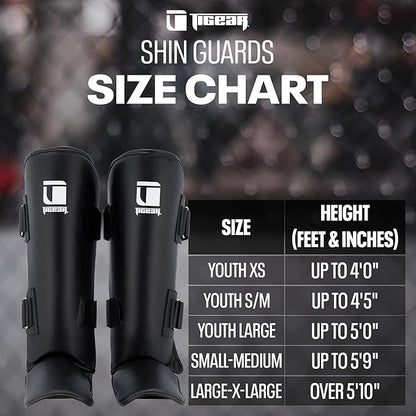 Tigear Core Shin Guards – MMA Martial Arts Shin Guards for Muay Thai & Kickboxing Sparring and Training | Premium, Lightweight | Professional Protection for Men, Women, Kids