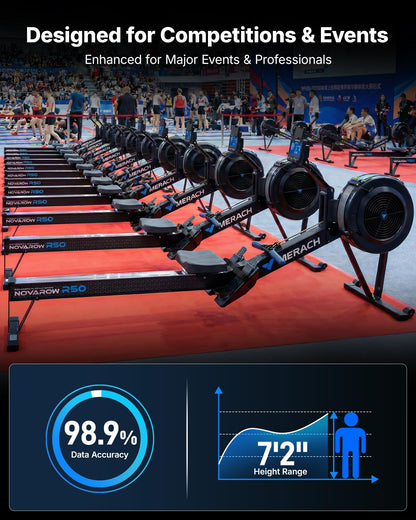 Merach R50 Pro Rowing Machine Indoor, Professional Monitor, Easy Storage