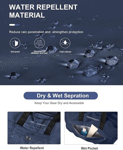 Small Gym Bag for Men Duffle Bag with Shoe Compartment Yoga Mat Bag Sports Workout Bag Weekend Overnight Bag, Dark Blue