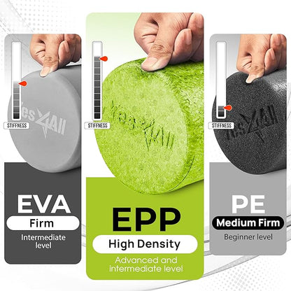 Yes4All High-Density EPP Round Back Roller Foam, Exercise Foam Roller for Yoga, Pilates & Stretching - 12, 18, 24, 36 inch