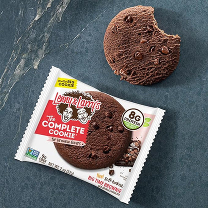 Lenny & Larry's The Complete Cookie, Big Time Brownie, Soft Baked, 8g Plant Protein, Vegan, Non-GMO, 2 Ounce Cookie (Pack of 12)
