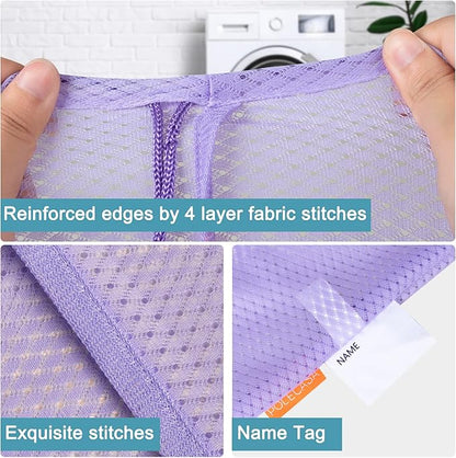 Polecasa Heavy Duty Diamond Large Mesh Laundry Bag with ID Tag and Locking Drawstring Closure - 24 x 36 inches - Laundry Hamper Liner, Washable Laundry Bags for Travel, Sports, Dorms (Purple)