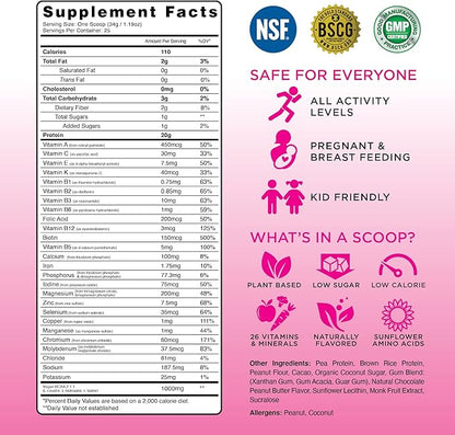 TRU Supplements Plant Based Protein Powder, BCAA, EAA, 20g Vegan Brown Rice & Pea Protein, 100 Calories, 27 Vitamins, No Artificial Flavors 25 Servings (Chocolate Peanut Butter)