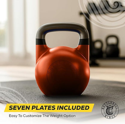 Kettlebell Kings Competition Kettlebells Weight (33mm handle) 4-32 KG | Hand weights Workout Gym Equipment & Strength training sets for Women & Men | Weights set for Home Gym