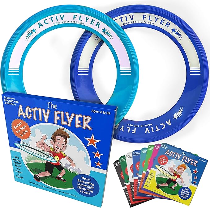 Activ Life Kid’s Flying Rings (2 Pack) They Fly Straight & Don’t Hurt, 80% Lighter Than Standard Rings - Replace Screen Time with Healthy Family Fun - Get Outside & Play