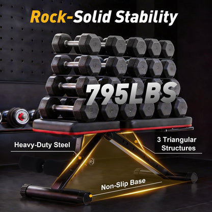 Aidoly Adjustable Weight Bench 795 lbs, Foldable Incline Bench Press