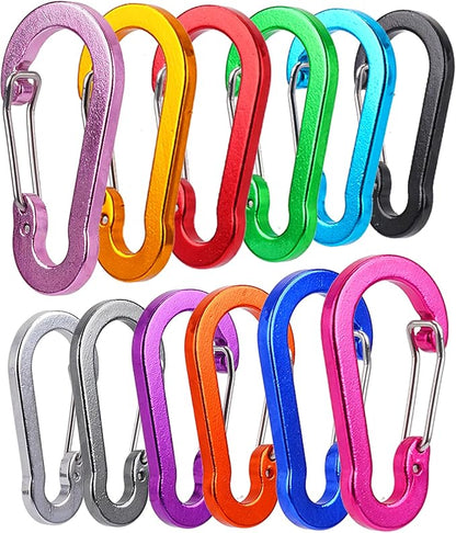 Multi-Pack Aluminum Carabiner Clips, 2" Ultra-Light Spring & Locking for Key,Hiking, Outdoor Activities