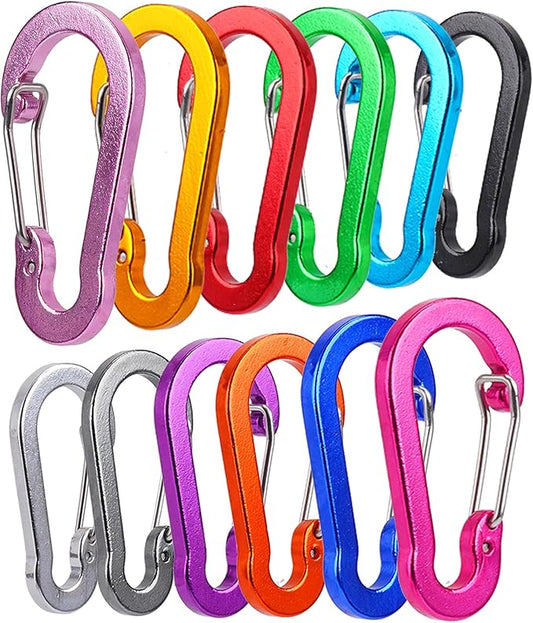 Multi-Pack Aluminum Carabiner Clips, 2" Ultra-Light Spring & Locking for Key,Hiking, Outdoor