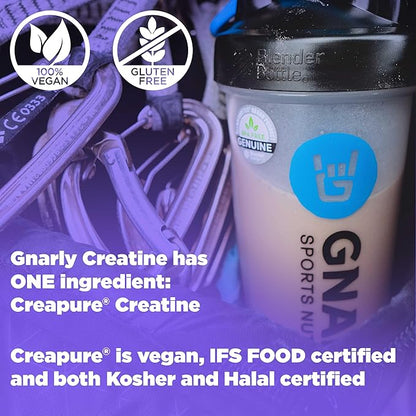Gnarly Nutrition Creatine Powder – Creapure, Vegan Creatine Supplement – NSF Sport Certified, Optimized Recovery – Sports Nutrition – 5g Creatine Monohydrate – Unflavored, 15.87 oz