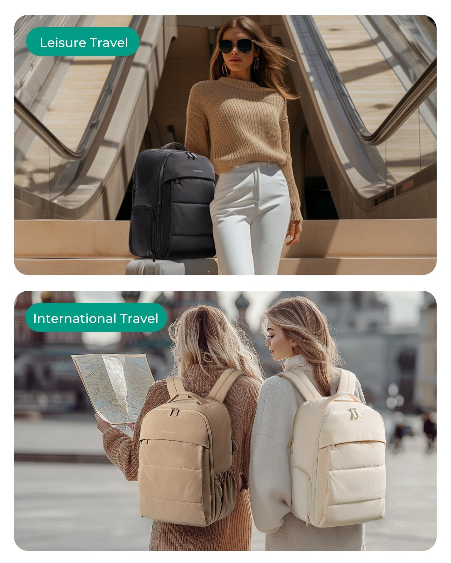 BAGSMART Travel Backpack for Women, Gym Backpack with Shoe Compartment