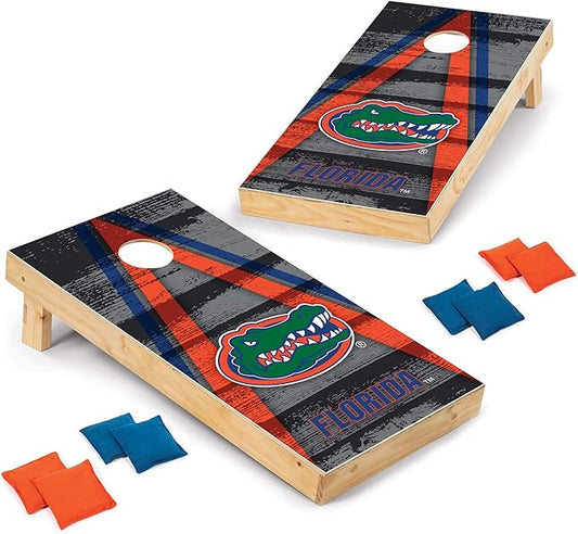 Wild Sports NCAA College 2' x 4' Wood Direct Print Tournament Cornhole Set, 8 Bean Bags, Vintage