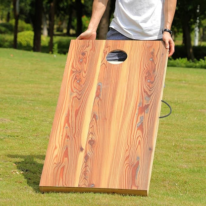 Solid Wood Premium Cornhole Game Set, Bean Bag Toss Game for Tailgate, Outdoor, Backyard - Professional Portable Cornhole Boards & Set of 8 Cornhole Bean Bags (Junior, Tailgate, Regulation Size)