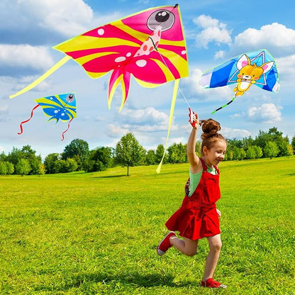 8 Pack Kites for Kids Octopus Fish Shark Owl Squirrel Pattern with 8 Pcs 109 Yard Kite String Large Easy to Fly for Children Adults Spring Outdoor Beach Games