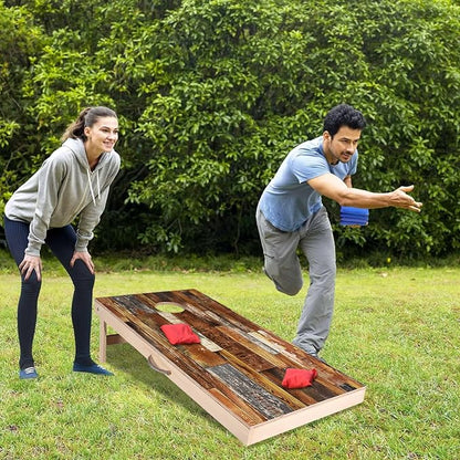 Solid Wood Vintage Cornhole Game Set, Two 4'x2'Cornhole Boards, 8 Cornhole Bags for Indoor and Outdoor Toss Games Competitions, Tournaments