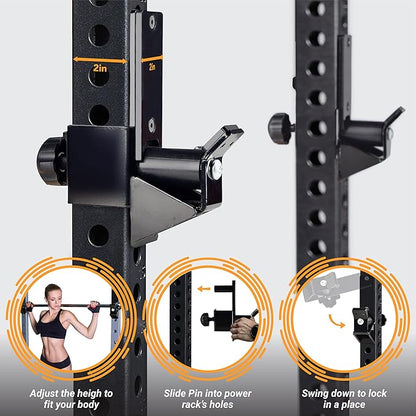 Yes4All Power Rack J-Hooks & Attachments ??Heavy Duty Barbell Holders Compatible with 2x2 & 3x3 Power Racks for Home Gym