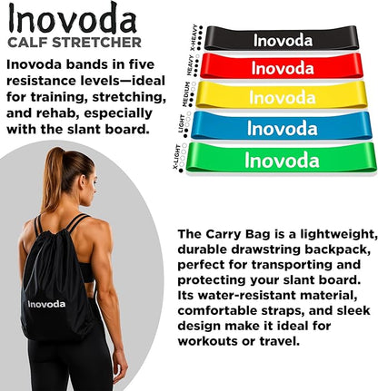 Slant Board for Calf Stretching | Ankle Balance Board, Ankle Exerciser Strengthener for Relief of Plantar Fasciitis, Achilles Tendonitis & Calf Tightness | Calf Stretcher with 5 Resistance Bands & Carry Bag