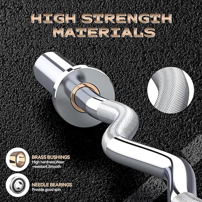 Barbell Bar for Weightlifting - 7FT Heavy Duty (1500LB/700LB), 4FT Short (500LB), 47" EZ Curl Bar - Fits 2" Standard Plates - Home Gym Strength Training