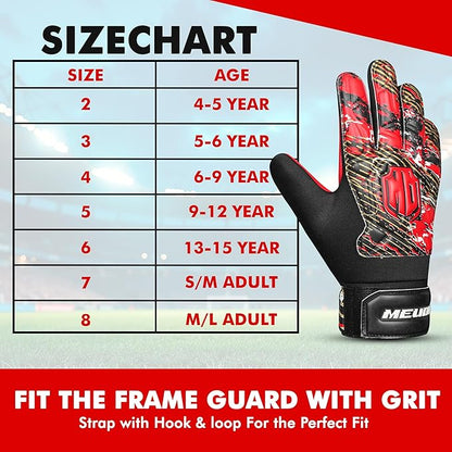 Soccer Goalkeeper Gloves, Double Wrist Protection, Anti-Slip Palm, Youth Kids Size, Black/Yellow/Blue