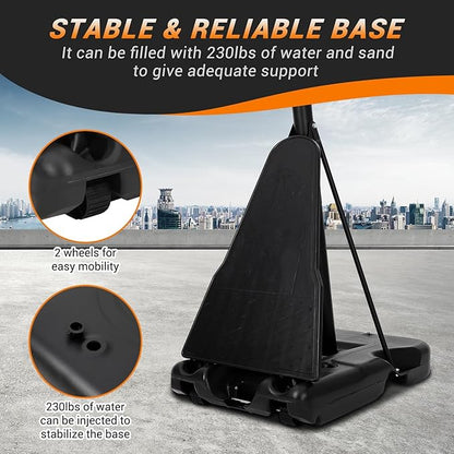 Basketball Hoop Outdoor 5.2-10Ft, Portable 47 Inch Shatterproof Backboard & Rebound Plate & Quick Adjustable Basketball Goal System