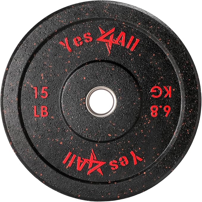 Yes4All 2" Bumper Plate, 10-190 LB Olympic Rubber Weight Plate with Steel Hub for WeightLifting, Strength Training, Home Gym, Less Impact, Absorb Bounce & Shock, Multiple Options