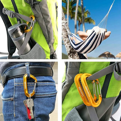 12kN 3.2"x2" Heavy-Duty Carabiner Clips - Durable, Lightweight Aluminum Alloy Carabiners for Hiking, Camping, Keychains, Dog Leashes, Hammocks & More
