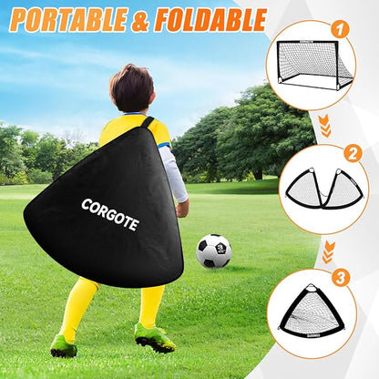 Kids Soccer Goal for Backyard Set, 2 Pack of 4x3 Toddler Soccer Net Practice Equipment with Ball, Training Equipment with Target Ball & Cones, Soccers Gifts for Boys 3-12, Outdoor Sports Toys