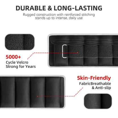 BemixHwy Adjustable Ankle Weights Set 1 Pair 2-10 lbs, Comfortable Leg Weights for Walking